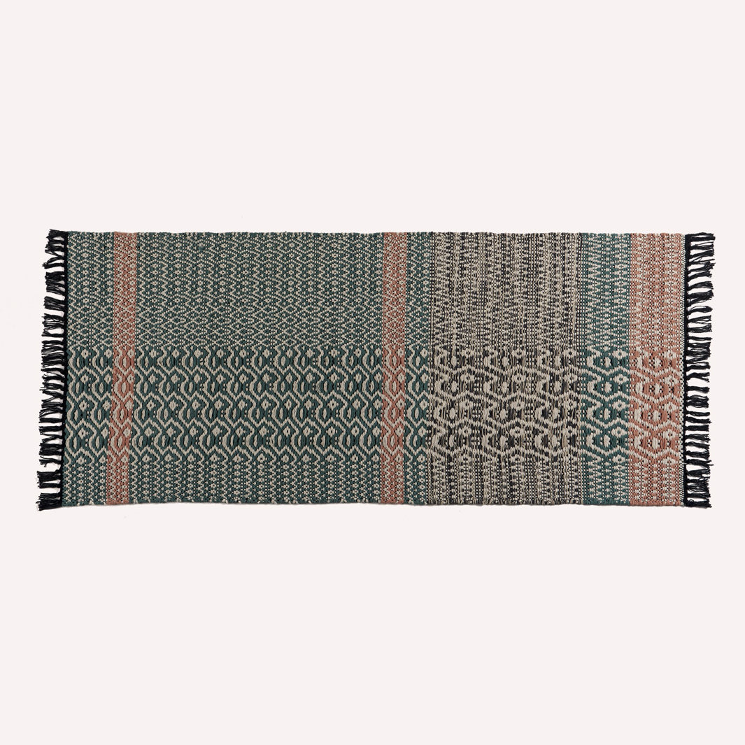 COCO-MAT Tapis en coton Orange Stripe 70X150 cm